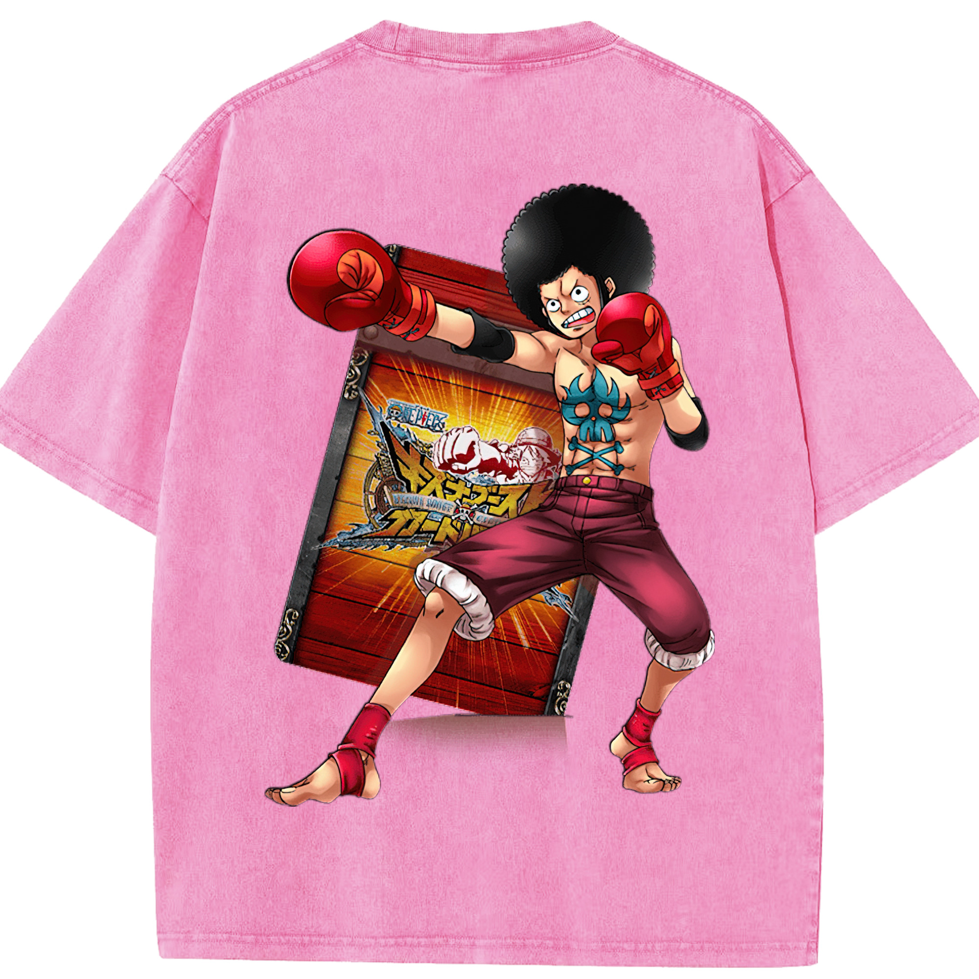 ワンピース モンキー・D・ルフィ ONE PIECE Monkey D. Luffy 綿100% ヴィンテージ風 半袖Tシャツ（背面プリント）